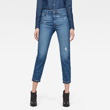 G-Star RAW 3301 Ultra High Straight Ripped 7/8-Length Jeans