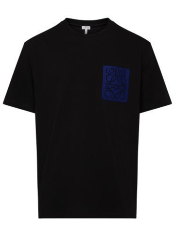 Loewe Blue Anagram Fake Pocket T-Shirt in Schwarz