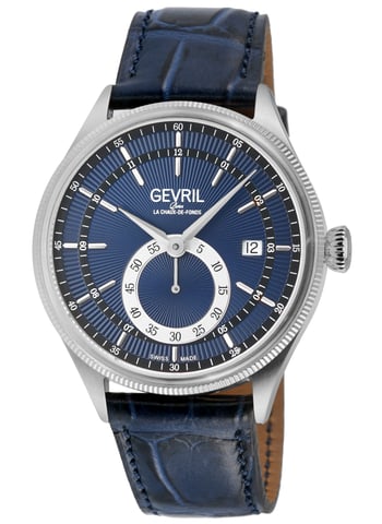 Gevril Empire Italienische Handarbeit Blaues Leder Schweizer Automatik ETA 2895 Uhr