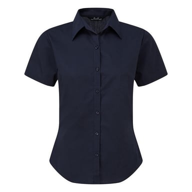 Premier Damen Kurzarm Popeline Bluse / Arbeitshemd (Marineblau)
