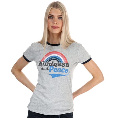 T-shirt Kindness and Peace Brave Soul Pour Femme en Gris Chiné