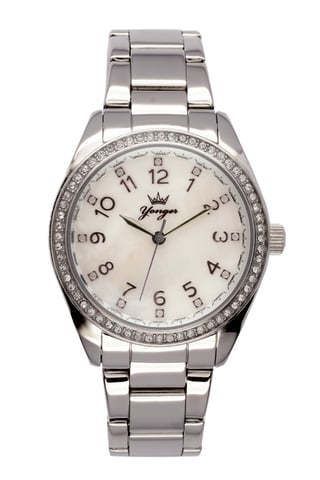 Yonger und Bresson: Silberne Uhr aus Edelstahl