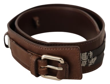 Costume National Women's Brown Leather Silver Buckle Belt