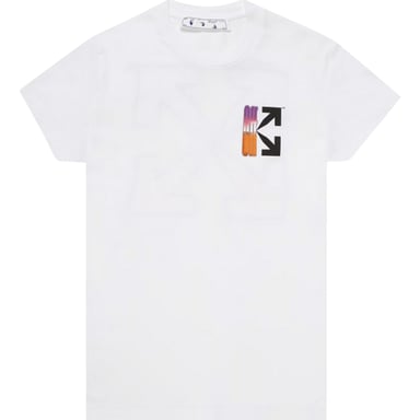 Off-White T-Shirt mit Farbverlaufspfeilen und Logo in schmaler Passform in Weiss