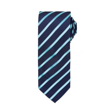 Premier Mens Sports Streifendesign Formal Work Krawatte (Marine/Türkis)