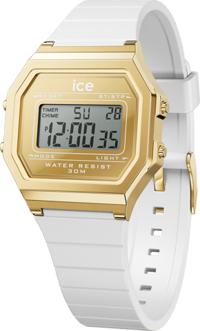 Ice Watch Ice Digit Retro - Metal Gold Mirror - White Weiß Damen Armbanduhr 022733 - S