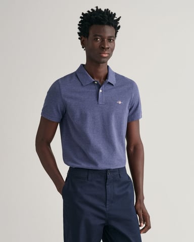GANT Herren Slim Fit Kurzarm-Piqué-Poloshirt mit Schild-Logo
