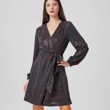 Glitzerkleid mit Wickeleffekt