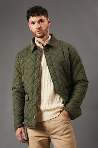 Cord Collar Diamond Quilted Jacket