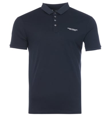 Armani Exchange Logo Lettering Jersey Polo Shirt - Navy