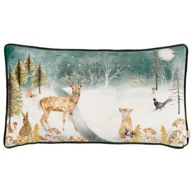 Evans Lichfield Hirsch Winter Samt Kissenbezug mit Paspel