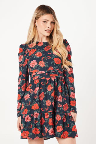 Floral Ruffle Hem Mini Dress