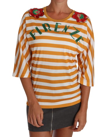 Dolce & Gabbana Damen Weiß Orange FIRENZE T-Shirt