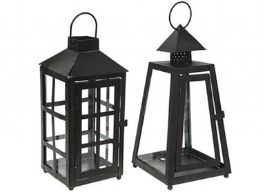 Black Hurricane Lantern - 2 Assorted