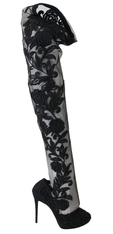 Bottes Dolce & Gabbana Chaussettes brodées à fleurs noires pour femmes