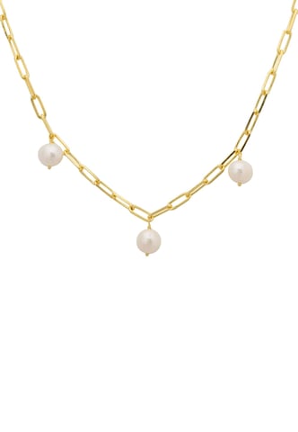 Collier Amelia à trois perles en argent sterling 925 plaqué or cadeau de naissance de juin