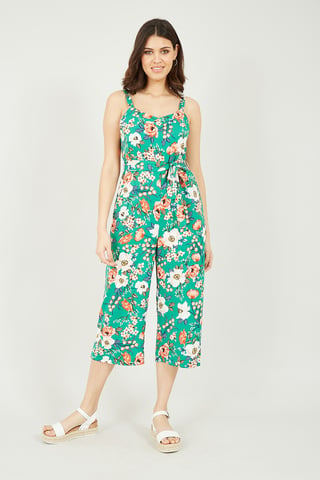 Combinaison jupe-culotte verte à imprimé floral Mela