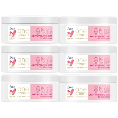 Dove Light Hydrating Care One Cream for Face,Hands & Body for All Skin 250ml,6pk