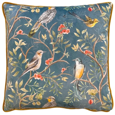 Wylder Tropics Orient Chinoiserie Birds Piped Velvet Cushion Cover
