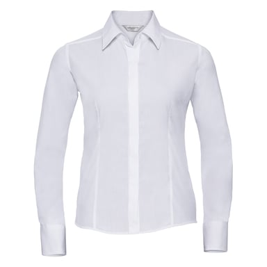 Russell Collection - Hemd Pflegeleicht für Damen Langärmlig (Weiß)