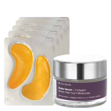 24K Gold + Antioxidantien feuchtigkeitsspendende Augenbehandlungspads + Schlangengift + Kollagen Faltenf¸ller Nachtfeuchtigkeitspflege 50ml