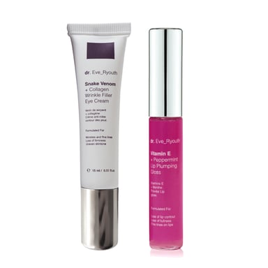 Schlangengift + Kollagen Faltenfüller Augencreme 15 + Vitamin E und Pfefferminz Lippenplumps 8ml