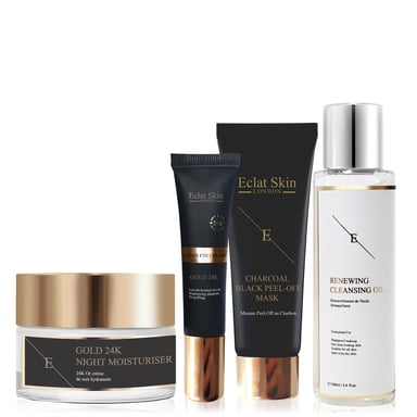 Hydratant de nuit anti-rides Or 24 carats + Crème contour des yeux Or 24 carats + Masque visage + Huile nettoyante rénovatrice 100 ml