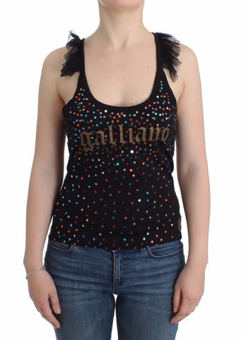 John Galliano Top noir à paillettes pour femme