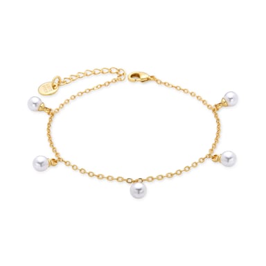 Luxenter Tawser Weißes Perlenarmband, aus 18 Karat Gelbgold