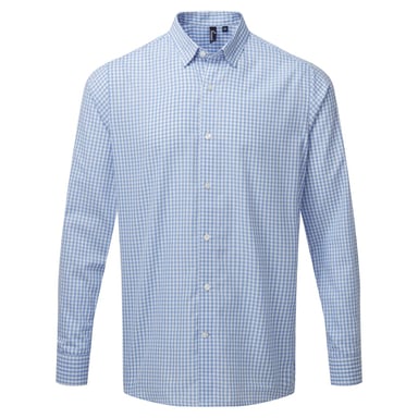 Premier Mens Maxton Check Long Sleeve Shirt (Hellblau/Weiß)