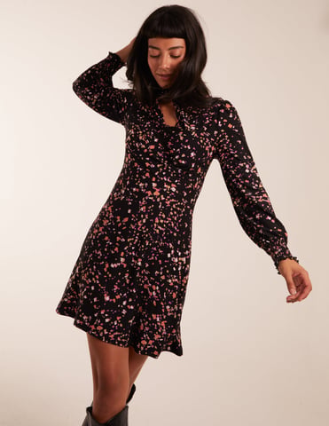 High Neck Keyhole Mini Dress