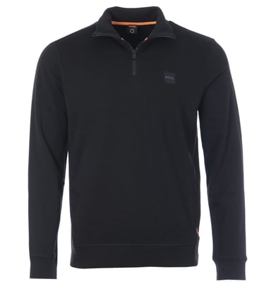 BOSS Logo Patch Nachhaltiges Half-Zip-Sweatshirt – Schwarz