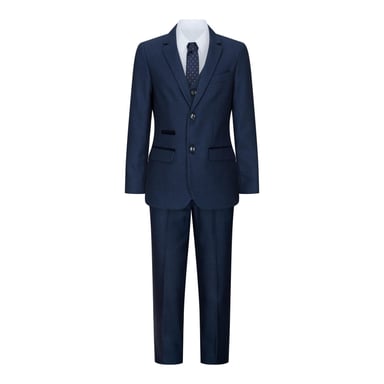 Dreiteiliger marineblauer Birdseye-Tweed-Anzug für Jungen