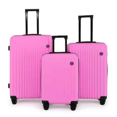Hartschalen-Kofferset ABS Pink 8 Rollen Reisekoffer Urlaubstaschen