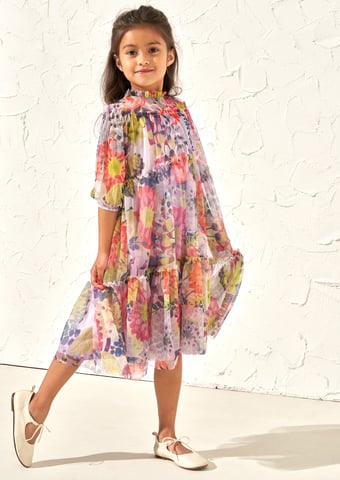 Eleanor Pink Print Mesh Dress