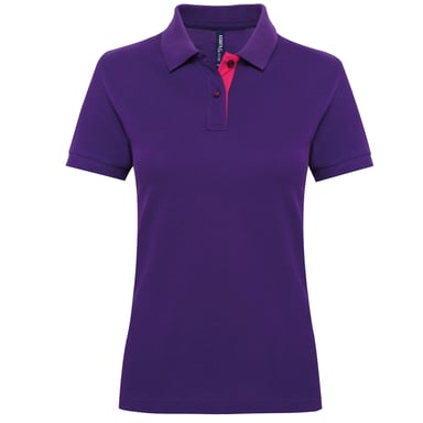 Asquith & Fox - Kontrast-Poloshirt - Damen (Purpur/Pink)