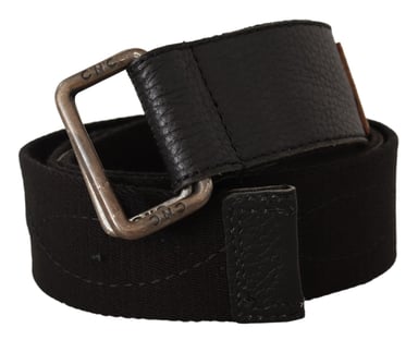 Costume National Women's Black Cotton Ducati Metal Buckle Belt