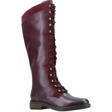 Hush Puppies Damen/Damen Rudy Lace Up Langer Lederstiefel (Burgund)