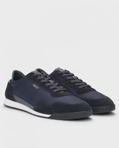 BOSS Orange Titanium Mens Mixed Material Lace-Up Trainers with Suede Trims