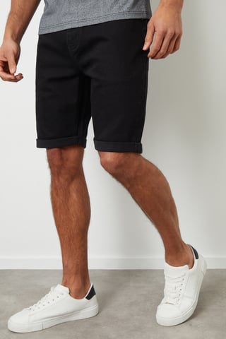 Black 'Edmonton' Turn Up Denim Shorts