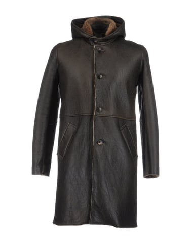Andrea D'Amico Dark Brown Textured Leather Coat