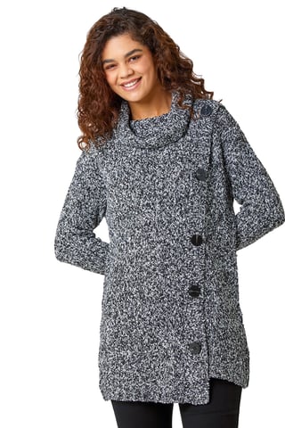 Roll Neck Button Detail Longline Jumper