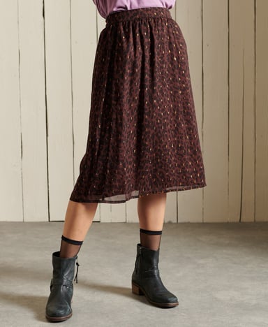 Superdry Jupe mi-longue métallisée tissée