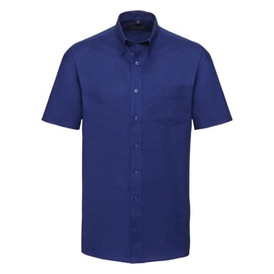 Russell Collection Oxford Herren Hemd, Kurzarm, pflegeleicht (Königsblau)