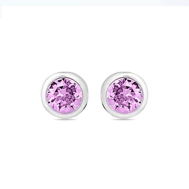 Luxenter essentielle Ohrringe aus 925er Sterlingsilber und Amethyst-Zirkonia mit rhodiumbeschichtetem Finish