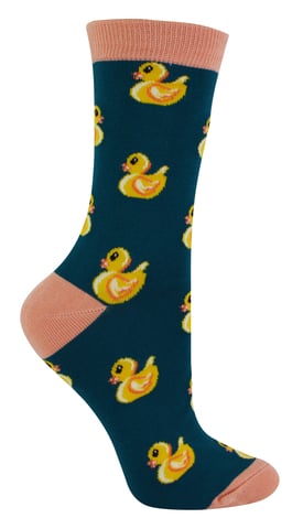 Women's Novelty Rubber Ducks Socken | Miss Sparrow | Weiche atmungsaktive Ente Muster Bambus Socken - Teal