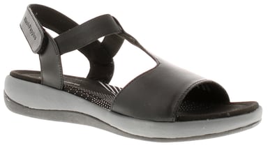 Damen Leder Sommerschlappen Schwarz