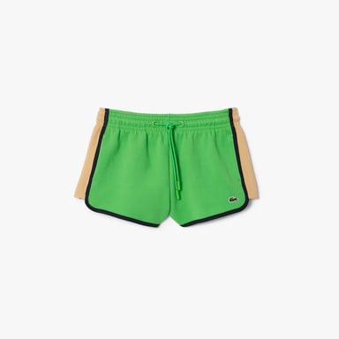 Women's Lacoste Contrast Panel Piqué Shorts in Green