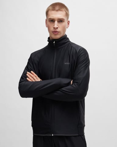 BOSS Green Sicon Active Mens Zip-Up Sweatshirt with Decorative Reflective Logo