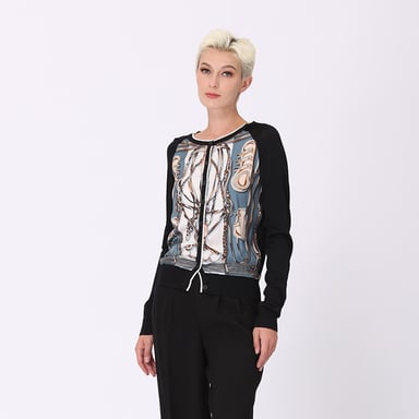 Vorne bedruckte Strickjacke